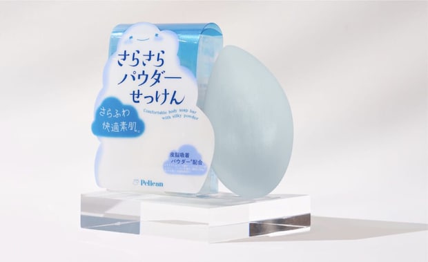 すっきり快適なめらか素肌へ洗い上げるボディ用『さらさらパウダーせっけん』550円(税込)