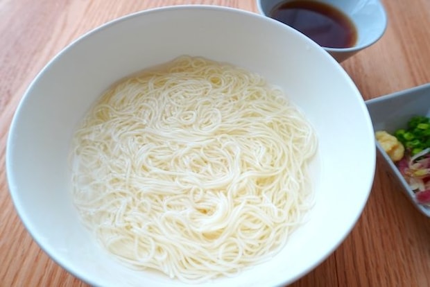水素水で茹でたそうめん