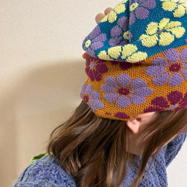 CA4LA花柄ニットキャップFlowers3
