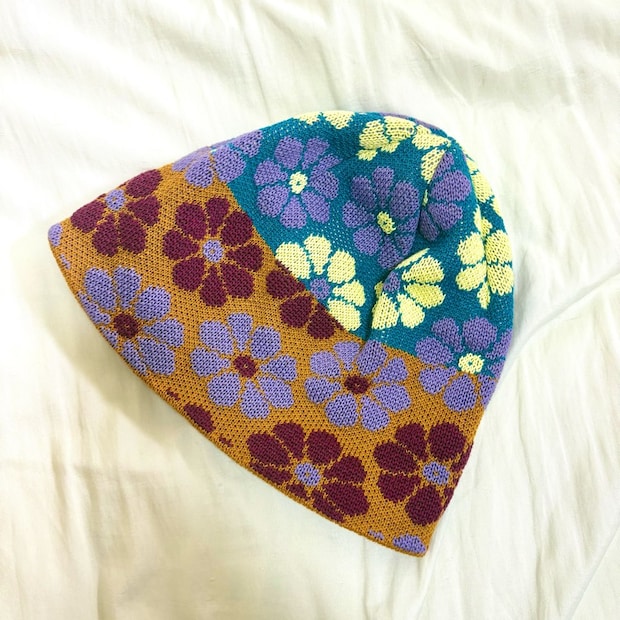 CA4LA花柄ニット帽Flowers3