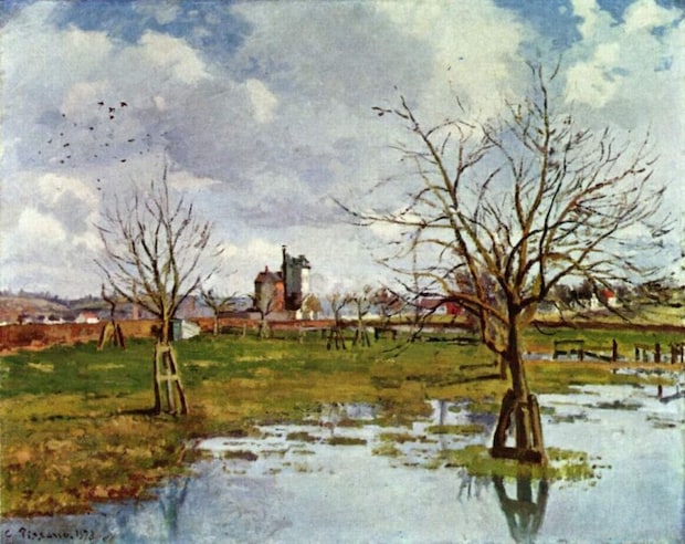 Paysage au champ inondé