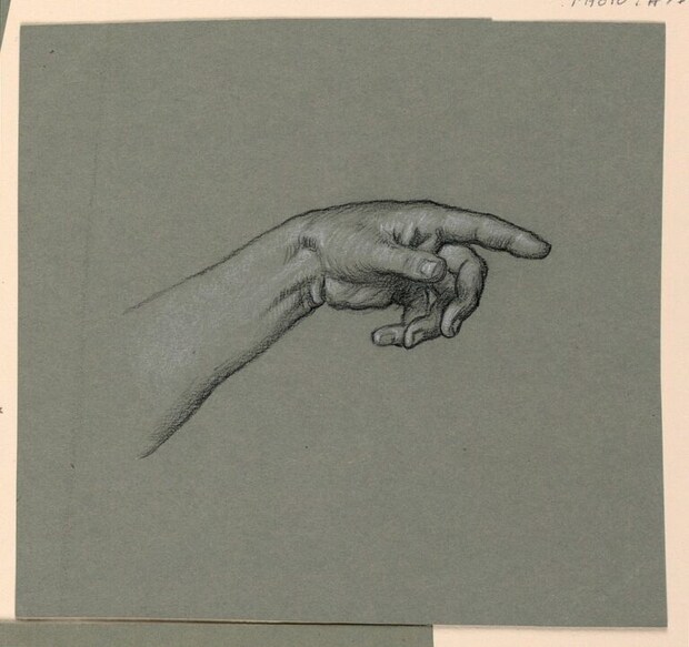 Drawing, pointing left hand and wrist, ca. 1890 (CH 18404489)