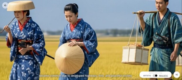 「Moving Paintings」REALISTICモードの歌川広重《東海道五十三次》「原」©︎Google Arts & Culture