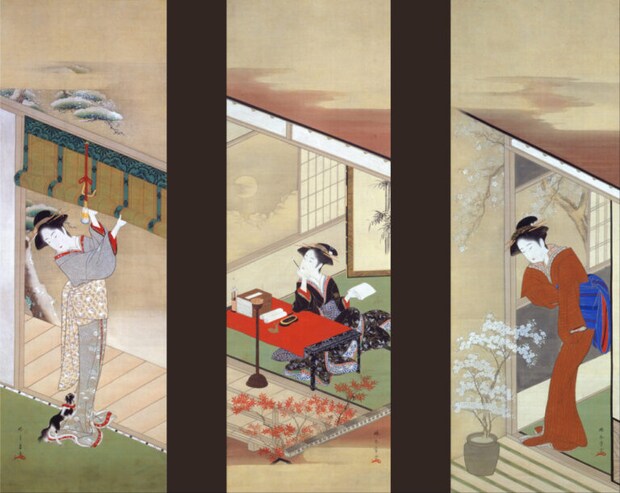 勝川春章《雪月花図》