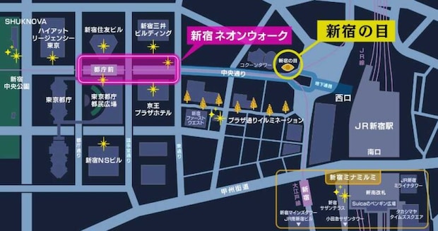 地図：Shinju Neon スタンプラリー