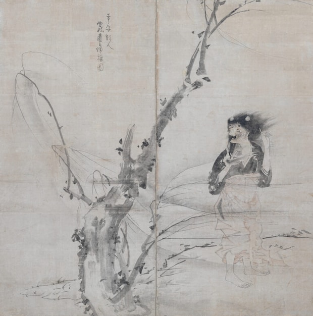 曾我蕭白《柳下鬼女図屛風》 江戸時代・18世紀 東京藝術大学蔵