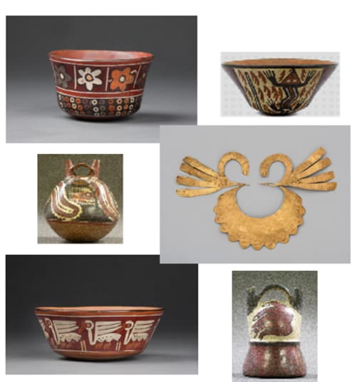 鉢（土器）花と輪の文様