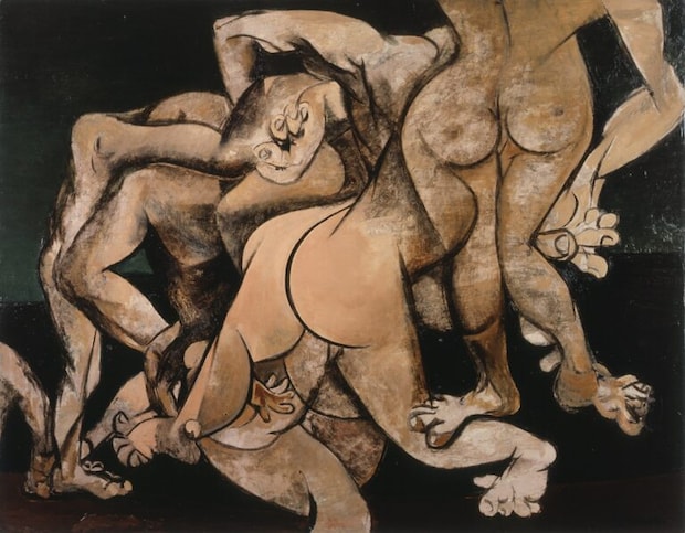 鶴岡政男《夜の群像》