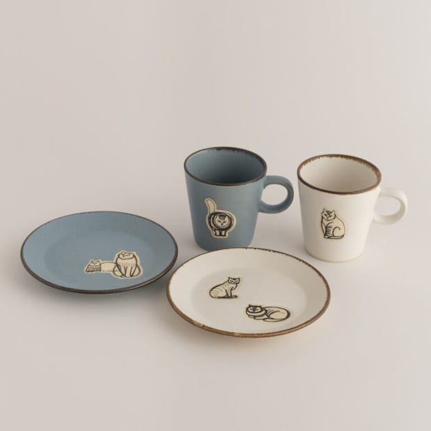 カップ＆プレート（Found Cats Series・益子焼）｜各￥5,500（税込）