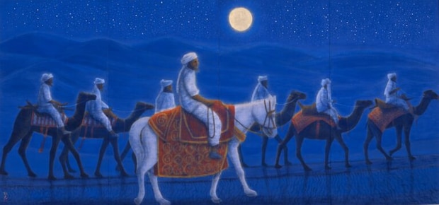 《アフガニスタンの砂漠を行く・月》171×364cm 2007年