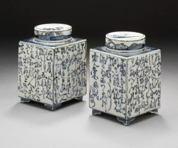 Pair of Tea Jars with Poetic Inscriptions Aoki Mokubei (Japan, 1767-1833)