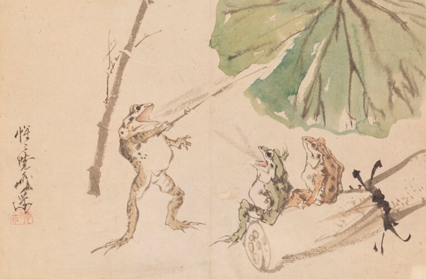 蛙の学校 河鍋暁斎 一葉 明治零年代中頃（1870年代前半）