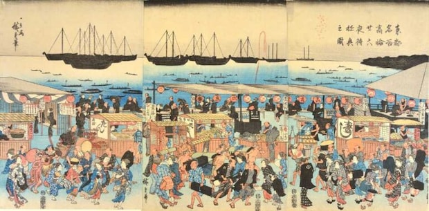 東都名所　高輪二十六夜待遊興之図　歌川広重/画　天保3-13年(1832-42)頃