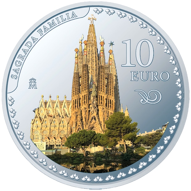 10ユーロカラー銀貨_サグラダ・ファミリア_裏面