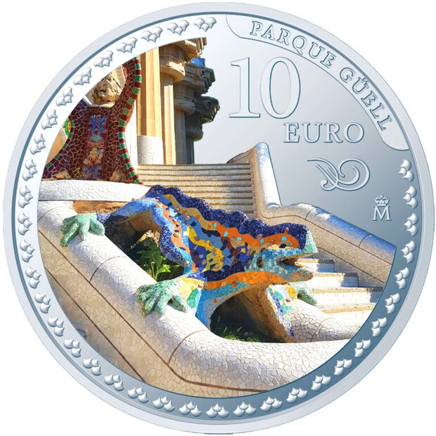 10ユーロカラー銀貨_グエル公園_裏面