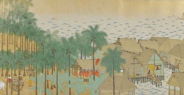今村紫紅《熱国之巻（朝之巻）》