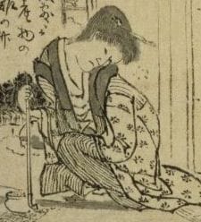 露木為一《北斎仮宅之図》視線の先では葛飾北斎が絵を描いている。
