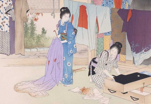 『三井好 都のにしき 土用干』（水野年方）