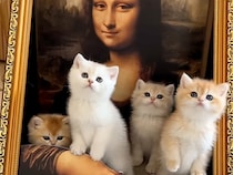 【名画と猫】モナリザの腕の中は満員御礼！ 豪華すぎる子猫のベッド