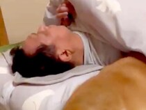 布団で寝ているお父さん→隣に柴犬が入って…あまりにも人間すぎる『寝方』に1万いいね集まる「長年連れ添った夫婦感ｗ」「羨ましすぎる」