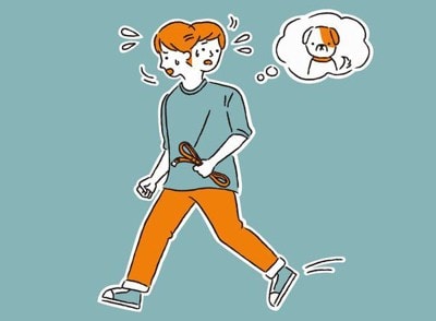 犬が脱走して困っている飼い主のイラスト