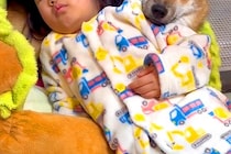朝、起きたばかりの小さな女の子→なぜか『犬のベッド』に向かって…尊すぎる光景が13万再生「お互いに枕にｗｗ」「なんて可愛いの」と絶賛