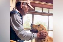 『大好きなおじいちゃん』と会った犬→嬉しくて飛びかかると思いきや…優しさに溢れた『尊い光景』が21万再生「平和な時間」「愛しかない」