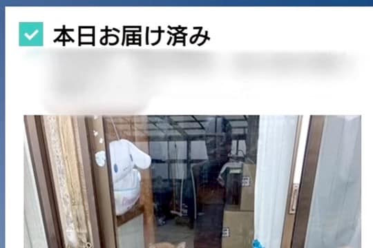 Amazonの置き配で『お届け完了通知』が来たので確認→もはや商品がメインではない『まさかの光景』に反響「守ってるｗ」「写ってなくて草」