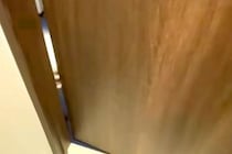 トイレに入っていたら、ドアの隙間から『わたあめのような子犬』が覗いてきて…とんでもなく尊い『表情』が81万再生「笑顔になった」「可愛い」
