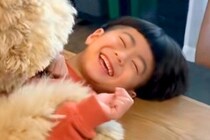 『無理があるｗｗ』5歳の男の子に"抱っこして！"と迫る大型犬→自分のサイズ感を全くわかっていない光景が169万再生「幸せ空間」「羨ましい」
