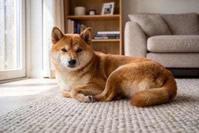リビング、柴犬