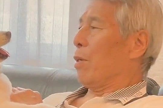 おじいちゃんに『かまって!』とアピールする犬→『本当の孫みたいw』尊すぎるふたりのやり取りに反響「どっちもかわいい」「圧倒的モコモコ」