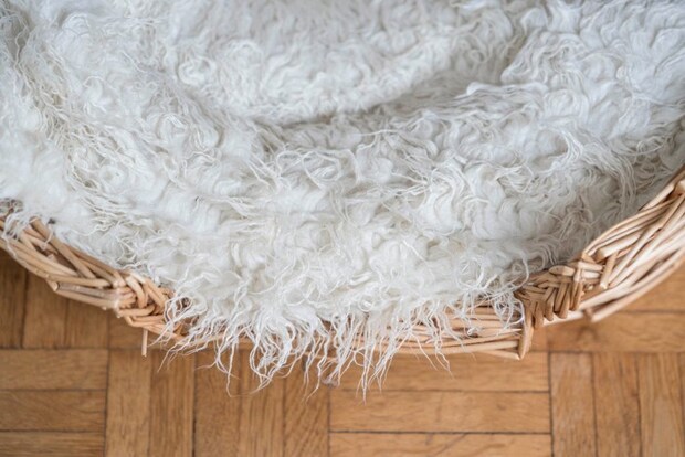 ムートン入りカゴベッド