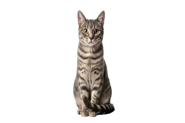しっぽ巻き座りをする猫の正面写真