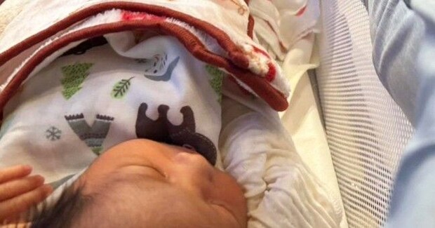 ベッドで横になる『生まれたばかりの赤ちゃん』→２匹の猫が近づいてくると…尊すぎる光景に５万いいね「幸せな気持ちになった」「優しい世界」