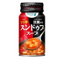 豆腐入りのピリっと辛い缶飲料「スンドゥブスープ」、JR東日本のアキュア自販機に登場