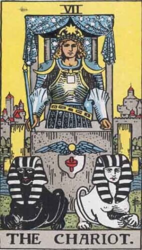 『戦車』大アルカナ7番。「援軍・摂理・勝利・復讐」を意味するタロットカード。