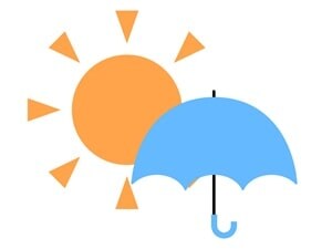 晴れと雨のアイコンイラスト