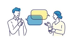 男女二人のビジネスマンが話をしているイラスト