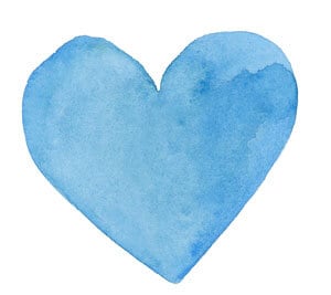 青くて淡いハートのイラスト