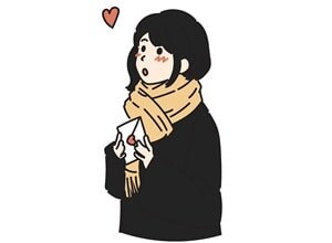 ラブレターをもつ高校生（女性）のイラスト