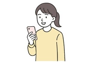 スマホを見る女性のイラスト