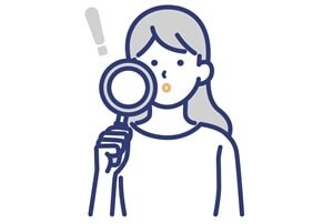 虫眼鏡で何かを見ている女性のイラスト