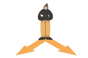 人生の岐路に立っている女性のイラスト