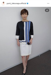 徳永有美アナ、美しすぎる脚傾けショット...純白ワンピで「大人の色気」にドキっ　夫は内村光良