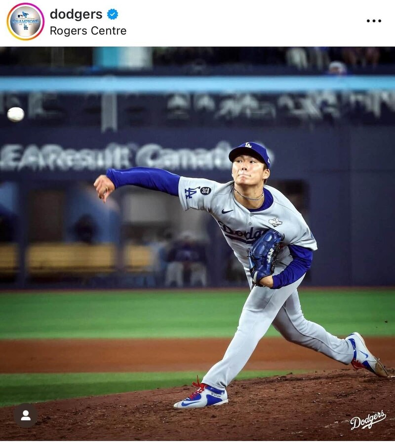 山本由伸投手（ドジャースインスタグラムより）