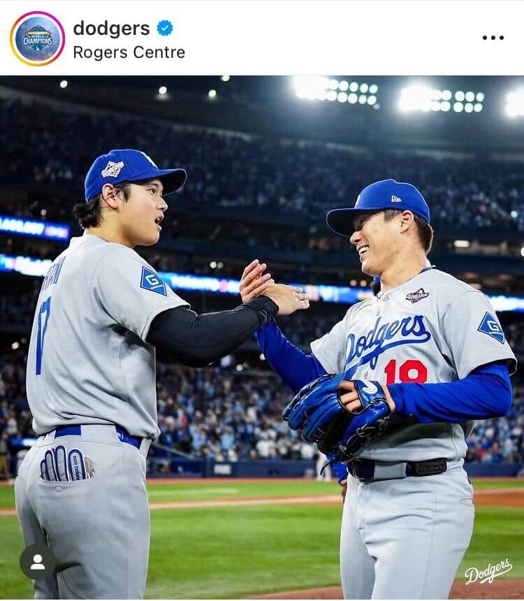 ドジャースの公式インスタグラム(@dodgers)より