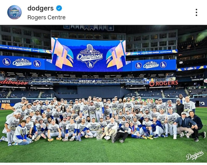 ロサンゼルス・ドジャースのインスタグラム（＠dodgers）より