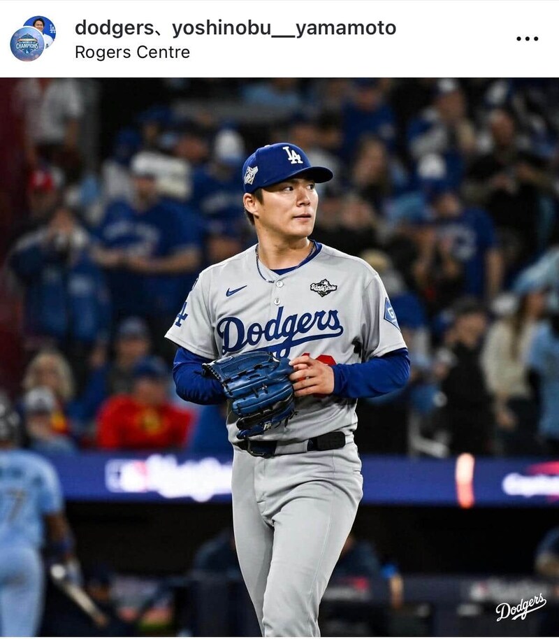 山本由伸投手のインスタグラム（＠yoshinobu__yamamoto）より