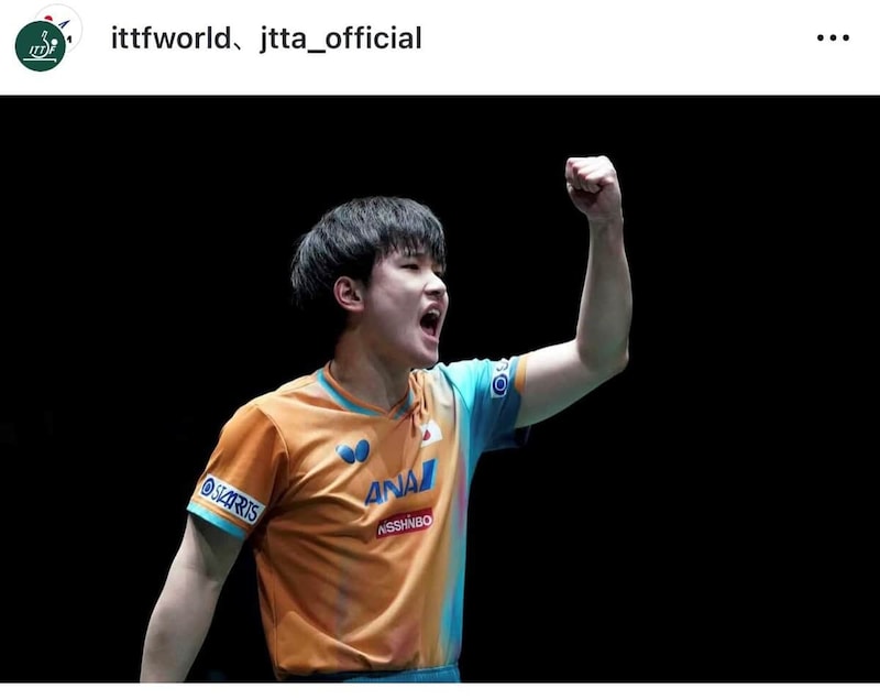 張本智和選手(ITTFインスタグラムより)
